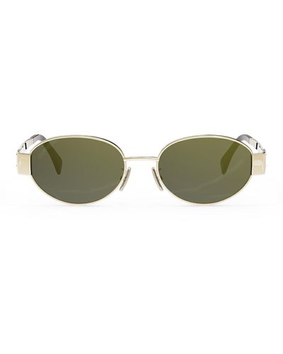 Celine Metal Triomphe Cl 40235 U 30n Oval Sunglasses - Green