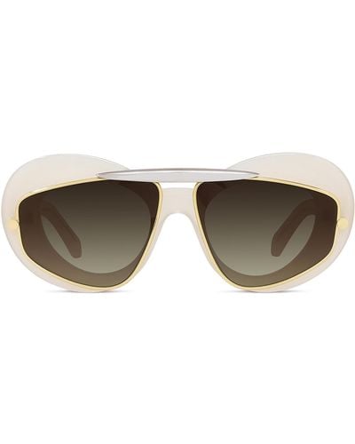 Loewe Double Frame Lw 40120 I 25f Cat Eye Sunglasses - Black