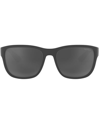 Prada Linea Rossa 01us Rectangle Sunglasses - Black