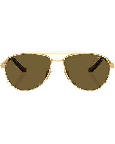 Prada Pr A54s 1bk01t Aviator Sunglasses - Green