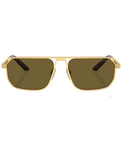 Prada Pr A53s 1bk01t Navigator Sunglasses - Green