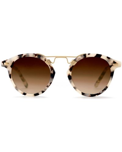 Krewe St. Louis Tokyo Tortoise Round Sunglasses - Brown