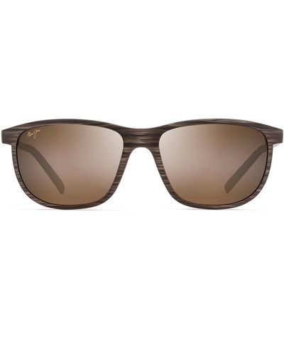 Maui Jim Lele Kawa Mj H811-25c Rectangle Polarized Sunglasses - Brown