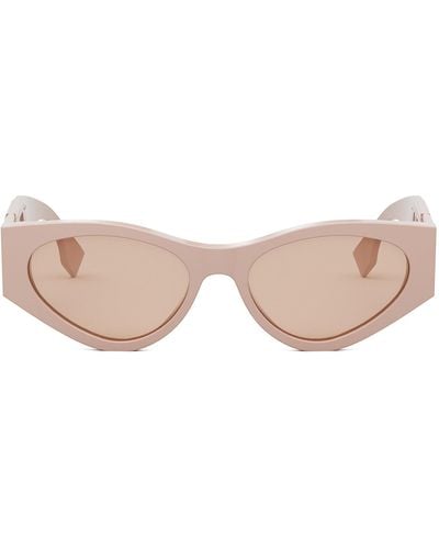 Fendi O'lock Fe 40049 I 72y Cat Eye Sunglasses - Black