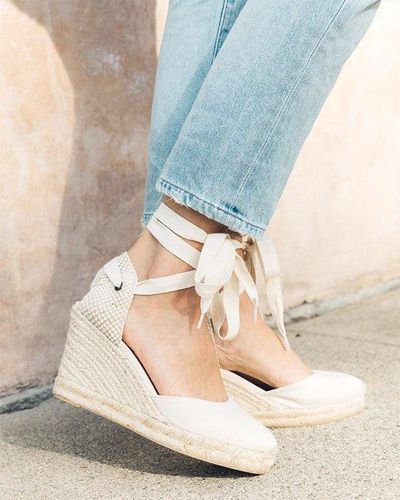 Soludos The Marseille Wedge - Classic - Ivory - Blue