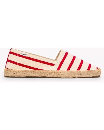 Soludos The Original Espadrille - Classic Stripes - Ivory / Red - Pink