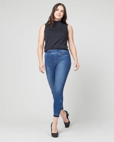 Spanx Distressed Ankle Skinny Jeans - Blue