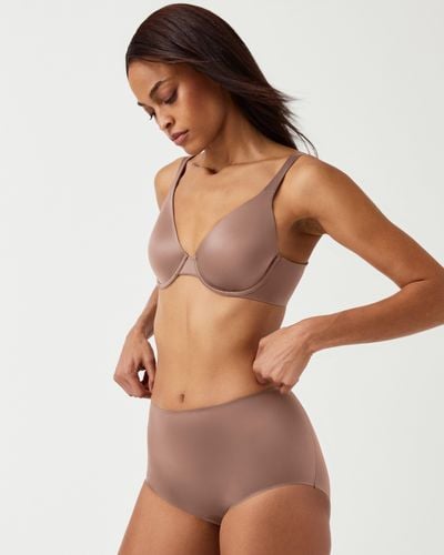 Spanx Satin Unlined Full Coverage Bra - Brown