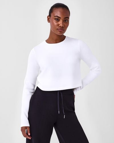 Spanx Airessentials Cropped Long Sleeve Top - White