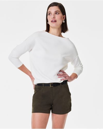 Spanx Stretch Twill Shorts, 4" - White