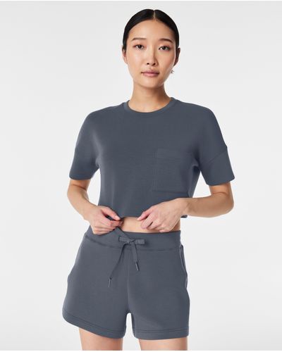 Spanx Airessentials Cropped Pocket Tee - Blue