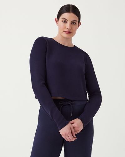 Spanx Airessentials Cropped Long Sleeve Top - Blue