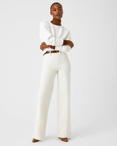 Spanx Seamed Front Wide Leg Jeans - White