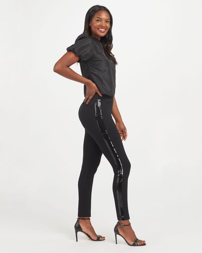 Spanx The Perfect Pant, Ankle Sequin Tuxedo Skinny - Black