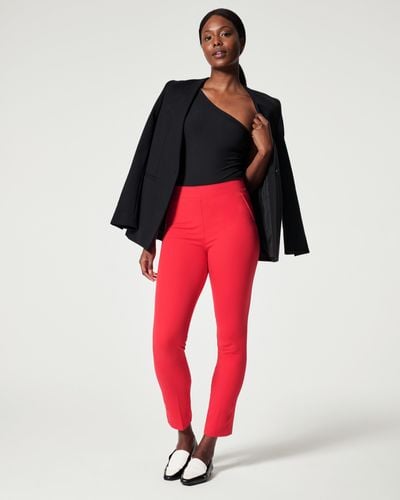 Spanx On-the-go Ankle Slim Straight Pant - Red