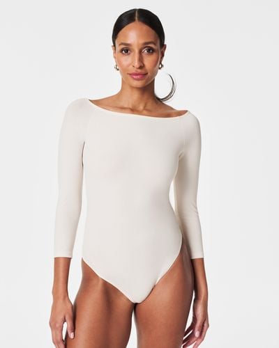 Spanx Suit Yourself Boat Neck Ribbed Bodysuit - White