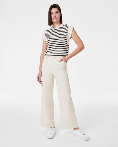 Spanx Stretch Twill Cropped Cargo Pant - White