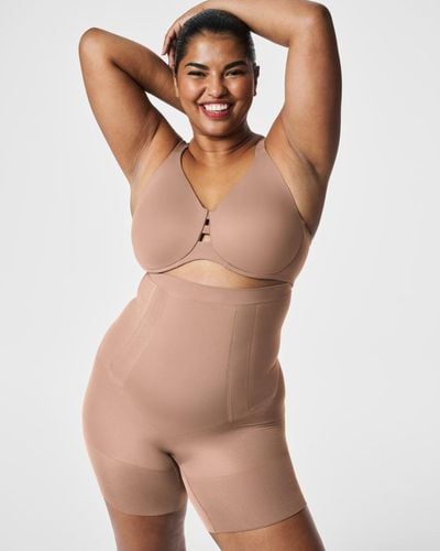Spanx Oncore sculpting high-waist midthigh contouring short in cafe au lait