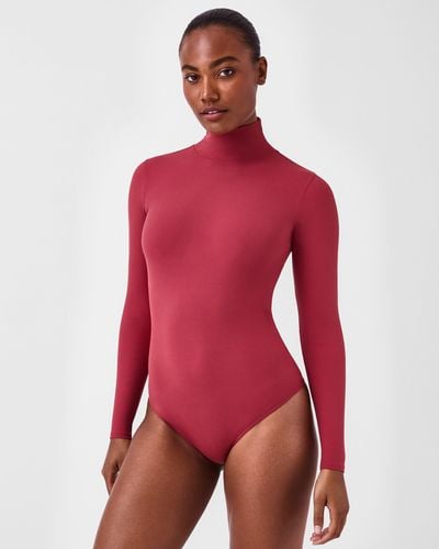 Spanx Suit Yourself Ribbed Long Sleeve Turtleneck Bodysuit - Red