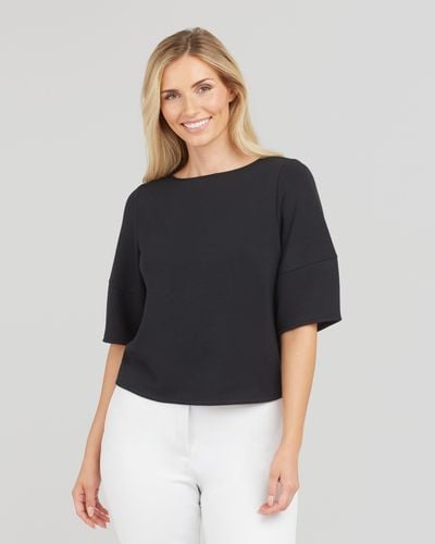 Spanx Airessentials Desk To Dinner Elbow Sleeve Top - Black