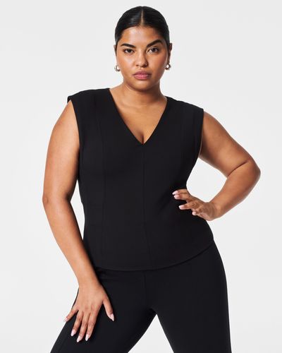 Spanx The Perfect V-neck Seamed Top - Black