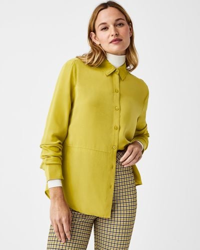 Spanx Low-maintenance Silk Button-down Shirt - Yellow
