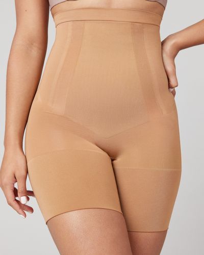 Spanx Oncore Sculpting High-waisted Mid-thigh Short - Brown