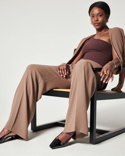 Spanx Carefree Crepe Pleated Trouser - Brown