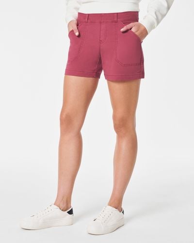 Spanx Stretch Twill Shorts, 4" - Red