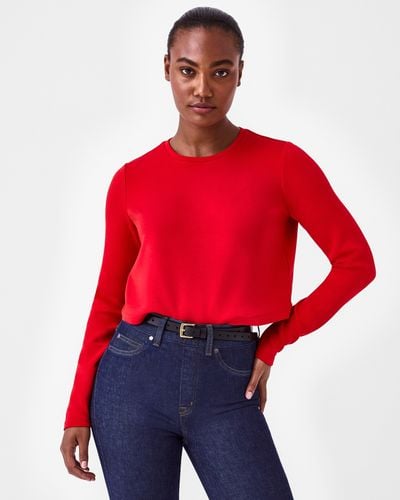 Spanx Air Essentials Cropped Long Sleeve Top In Black