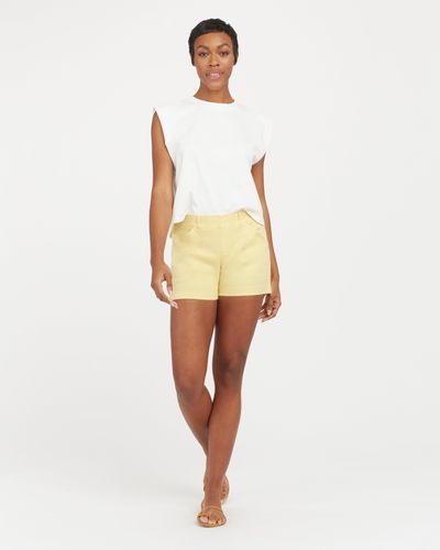 Spanx Stretch Twill Shorts, 4" - Yellow
