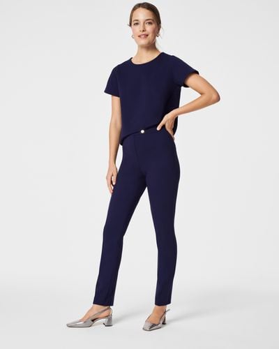 Spanx The Perfect Pant, Button Tapered Ankle - Blue