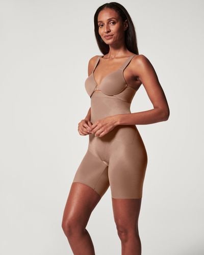 Spanx Invisible Shaping High-waisted Mid-thigh Short - Brown