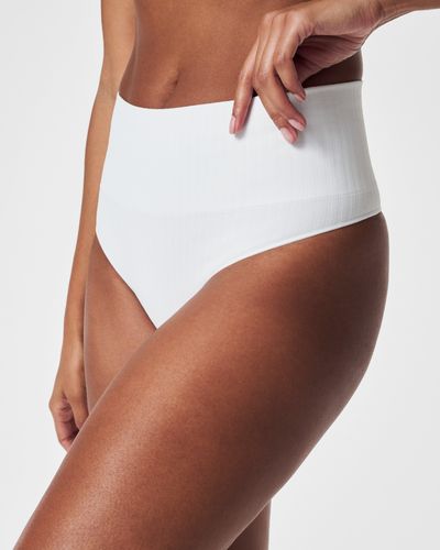 Spanx Seamless Power Sculpting Ecocare Ribbed Thong - White