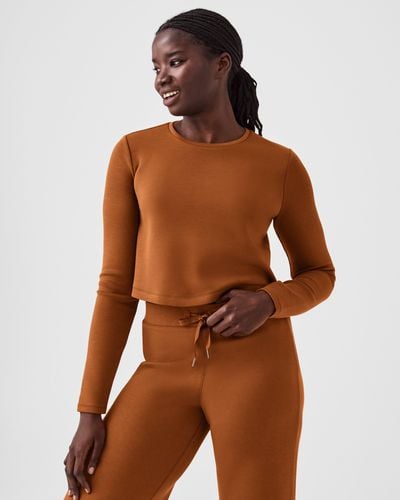 Spanx Airessentials Cropped Long Sleeve Top - Brown