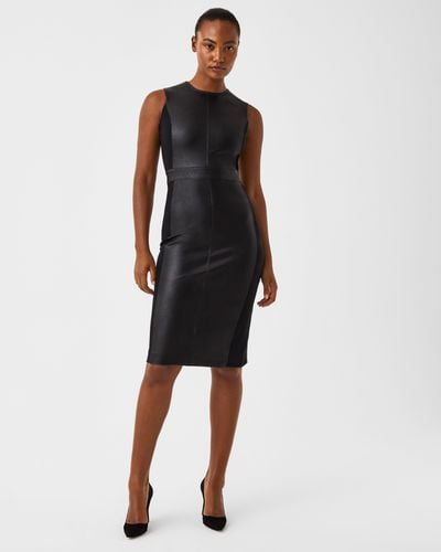 Spanx Leather-like Combo Fitted Dress - Multicolor