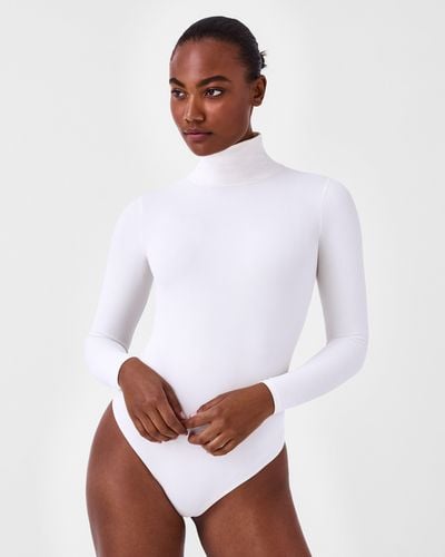 Spanx Suit Yourself Ribbed Long Sleeve Turtleneck Bodysuit - White