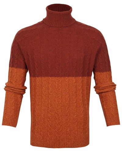 Suitable Sweat-shirt Pull Itacol Col Roulé Laine Orange - Rouge