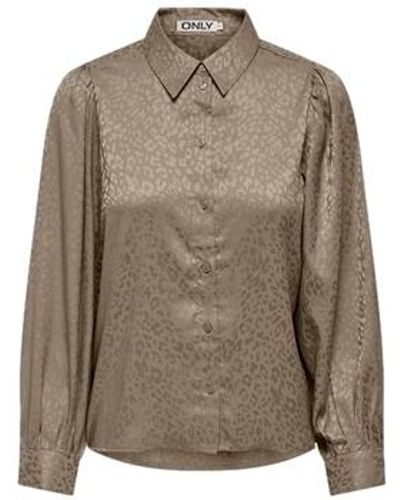 ONLY Blouses Shirt Lalley Zora L/S - Weathered Teak - Marron