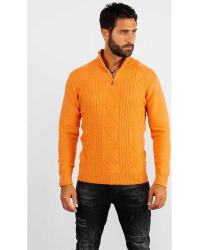 Hollyghost Pull Pull en maille avec col zip orange