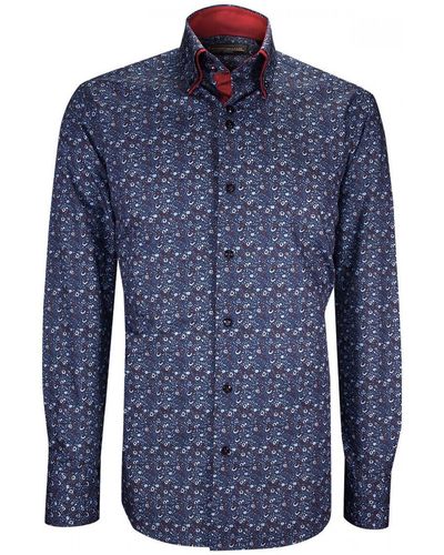 Emporio Balzani Chemise chemise mode cintree a coudieres ugo bleu