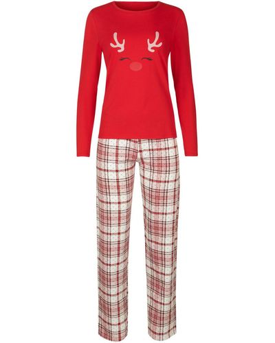 Lisca Pyjamas / Chemises de nuit Pyjama pantalon top manches longues Holiday Cheek - Rouge