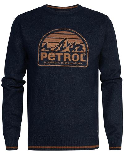Petrol Industries Pull Men knitwear round neck basic - Bleu