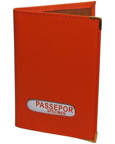 Chapeau-Tendance Portefeuille Protège-passeport cuir - Orange