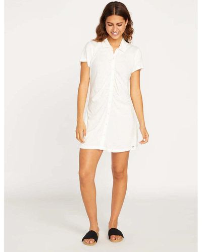 Volcom Robe Vestido CoCo Ho Shirt Dress - Star White - Blanc