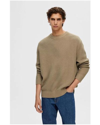SELECTED Pull SLHBERT RELAXED LS KNIT STU CREW NECK W - Neutre