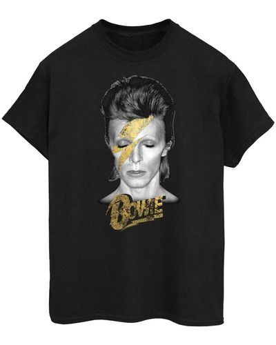 David Bowie T-shirt Aladdin Sane Gold Bolt - Noir
