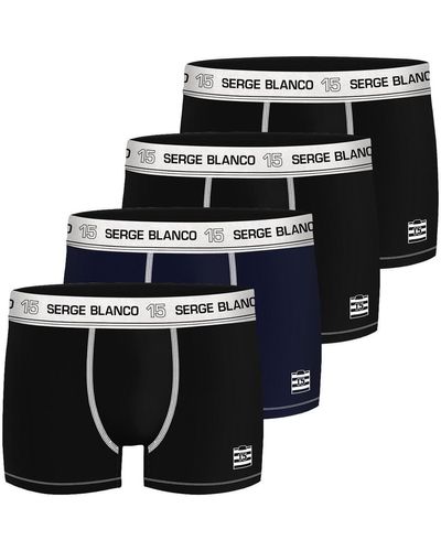 Serge Blanco Boxers Lot de 4 Boxers coton avec surpiqûres Class - Noir
