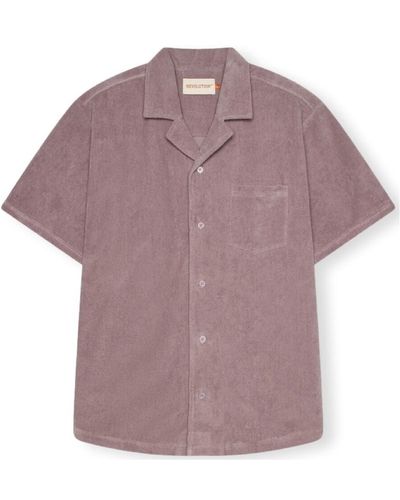 Revolution Chemise Terry Cuban Shirt S/S - Purple - Violet