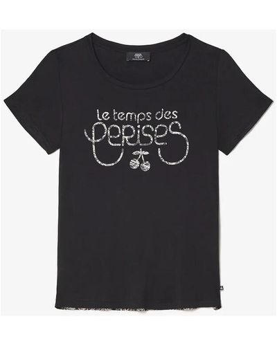 Le Temps Des Cerises T-shirt T-shirt bi-matière deray noir imprimé